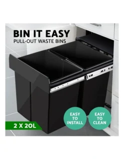 2X20L Pull Out Bin Kitchen Double Dual Twin Bins 10 2X20L Pull Out Bin Kitchen Double Dual Twin Bins -Kitchen Essentials Shop 758003230 4 720x928