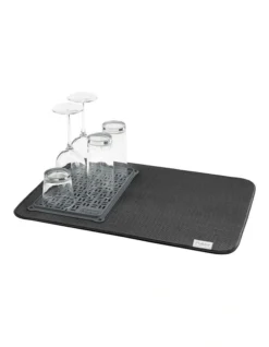 Microfibre 56 X 38cm Drying Mat With Glass Tray Black