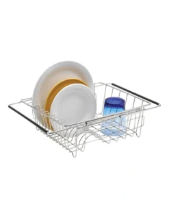 Stainless Steel Expandable Sink Dish Rack Grey