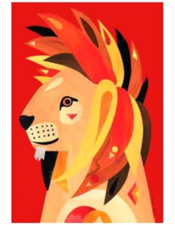 Maxwell & Williams Pete Cromer Wildlife Lion 50x70cm Tea Towel Red