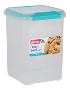 Fresh Seal Clips 3L Tall Square Food Storage Clear/Teal -Kitchen Essentials Shop 802678420 2 1 720x928
