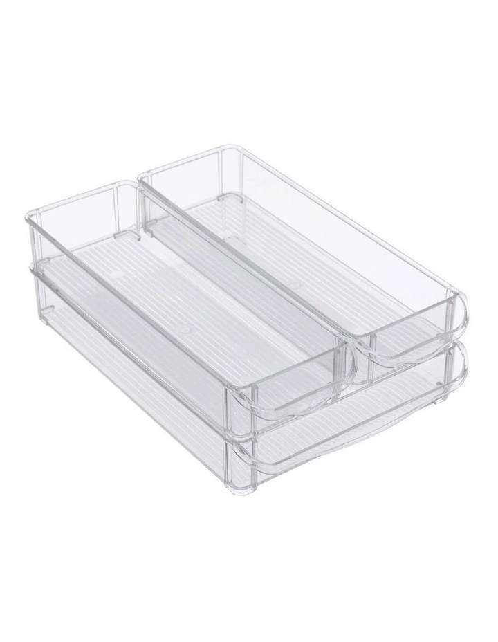 3PK 30x20cm Crystal Fridge/Pantry Kitchen Food BPA Free Tray Clear 4 3PK 30x20cm Crystal Fridge/Pantry Kitchen Food BPA Free Tray Clear - Image 2
