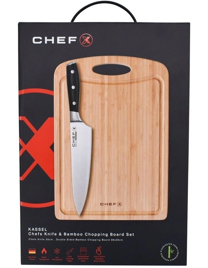 Kassel Chefs Knife 20cm And Cutting Board Set In Silver/Wood 6 Kassel Chefs Knife 20cm And Cutting Board Set In Silver/Wood - Image 4