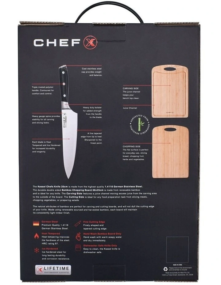 Kassel Chefs Knife 20cm And Cutting Board Set In Silver/Wood 7 Kassel Chefs Knife 20cm And Cutting Board Set In Silver/Wood - Image 5