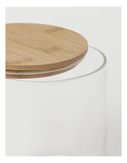 Round Bamboo And Glass Storage Canister With Lid 1 Litre -Kitchen Essentials Shop 835120990 3 720x928