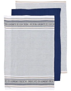 Prof. Series III Stripe Navy 3pk Kitchen Towel