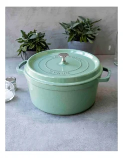 Staub Round Cocotte 28Cm Sage Green 9 Staub Round Cocotte 28Cm Sage Green -Kitchen Essentials Shop 838036360 5 720x928