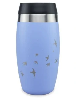 Blue Tumbler With Etched Swallows
