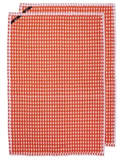 Eco Recycled Cotton Waffle Tea Towels Pack Of 2 Orange