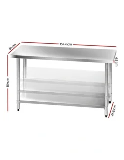 Commercial Stainless Steel Kitchen Bench 1524 X 61mm Silver -Kitchen Essentials Shop 925307380 2 720x928