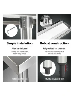 Commercial Stainless Steel Kitchen Bench 1524 X 61mm Silver -Kitchen Essentials Shop 925307380 6 720x928