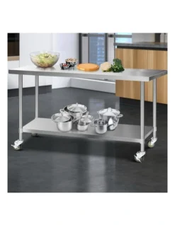 Commercial Stainless Steel Kitchen Bench Prep Table W/ Wheels 1829x76mm Silver 11 Commercial Stainless Steel Kitchen Bench Prep Table W/ Wheels 1829x76mm Silver -Kitchen Essentials Shop 925307920 3 720x928