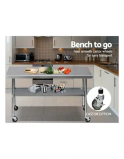 Commercial Stainless Steel Kitchen Bench Prep Table W/ Wheels 1829x76mm Silver 14 Commercial Stainless Steel Kitchen Bench Prep Table W/ Wheels 1829x76mm Silver -Kitchen Essentials Shop 925307920 6 720x928