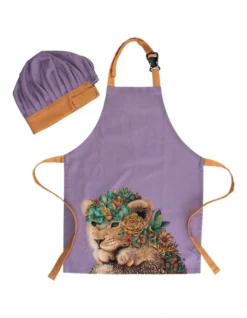 Maxwell & Williams Marini Ferlazzo Wild Planet Kids Apron & Hat Set Lion In Purple