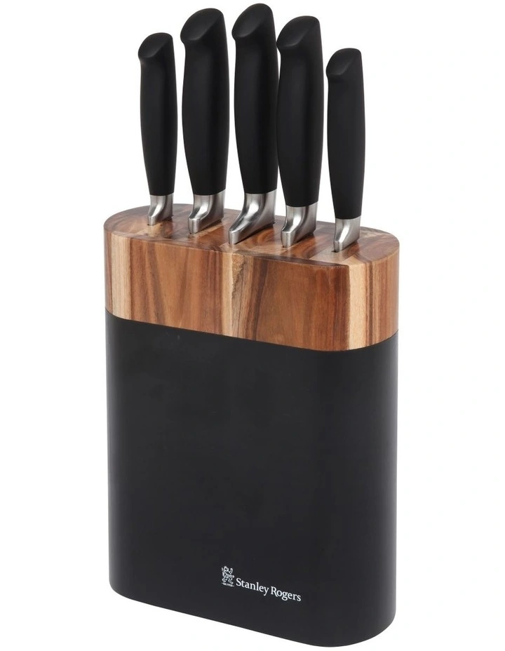 Oval Knife 6 Piece Block In Matte Black 3 Oval Knife 6 Piece Block In Matte Black