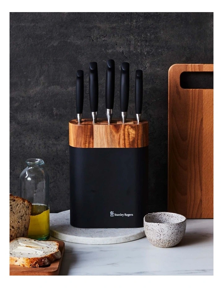 Oval Knife 6 Piece Block In Matte Black 4 Oval Knife 6 Piece Block In Matte Black - Image 2