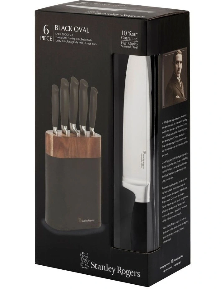 Oval Knife 6 Piece Block In Matte Black 6 Oval Knife 6 Piece Block In Matte Black - Image 4