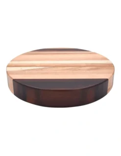 Round Chopping Board Mixed Wood 38x38x6cm In Brown