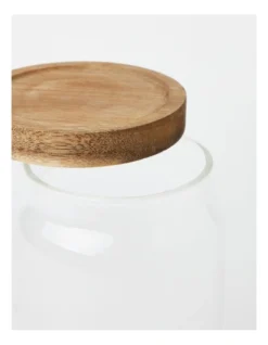 Glass Storage Jar With Acacia Lid 1000ml In Clear -Kitchen Essentials Shop 961810390 3 720x928
