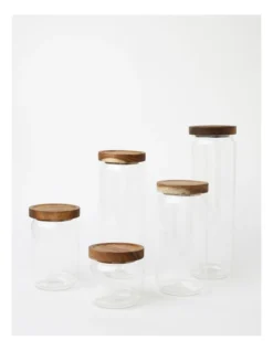 Glass Storage Jar With Acacia Lid 1000ml In Clear -Kitchen Essentials Shop 961810390 6 720x928